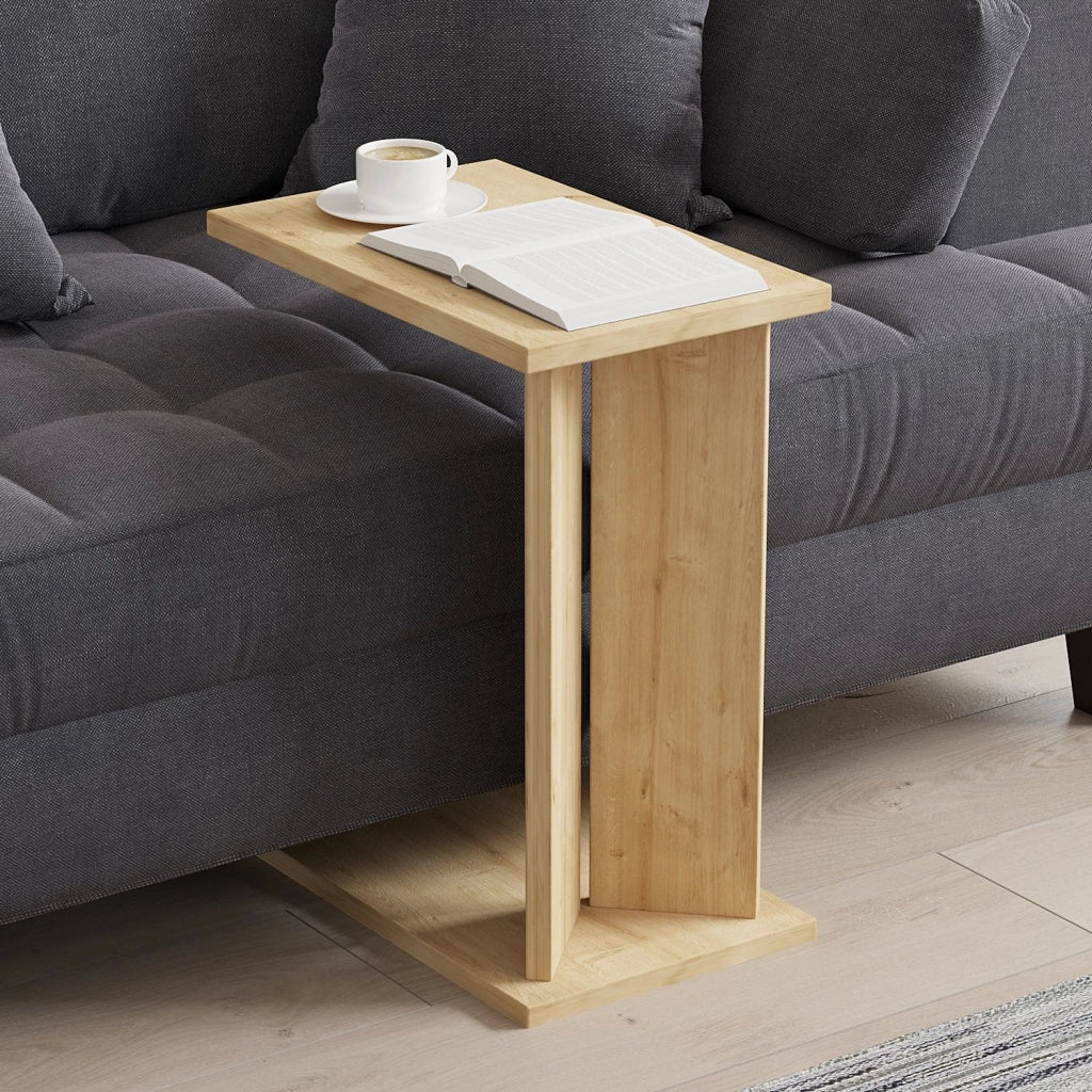 Tavolino in legno "Lun" - 25 x 50 x 48 cm - Beige