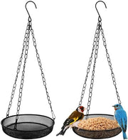 Due dispenser per uccelli per giardino con catena e gancio, mesh, scala di cibo per uccelli selvatici, cibo per uccelli rotondo per giardino e terrazza.