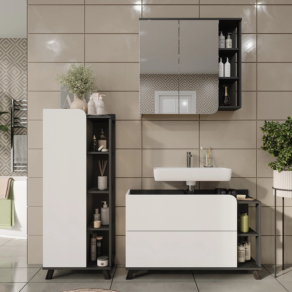 Vicco Set di mobili da bagno Antracite/bianco 3 parti