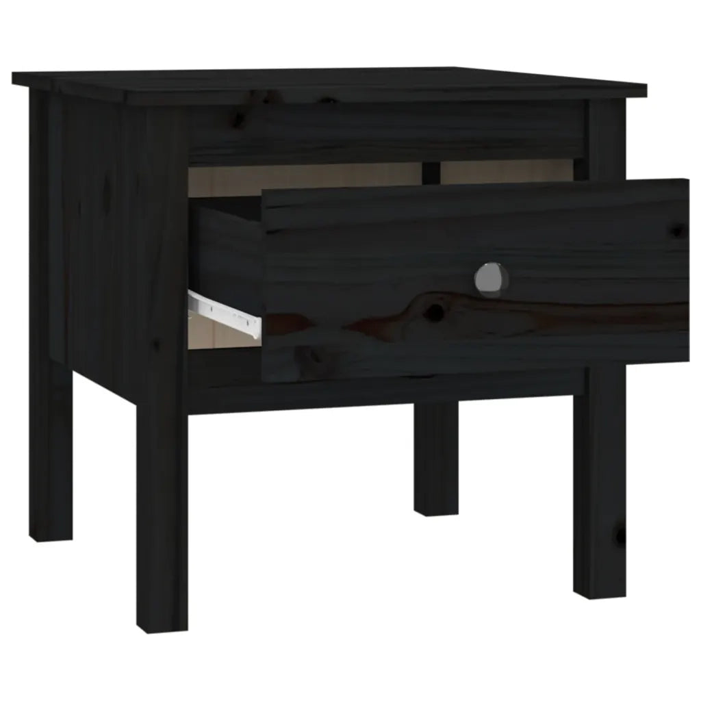 Tavolini 2 pz Neri 50x50x49 cm in Legno Massello di Pino 813803
