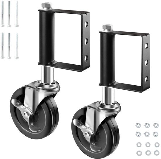 Porte scorrevoli 100mm - Pieghevoli pesanti con ruote in gomma - Ruote assorbenti shock - Braccio universale - Capacità di carico 125 kg - 2 pezzi - Ruote per porte