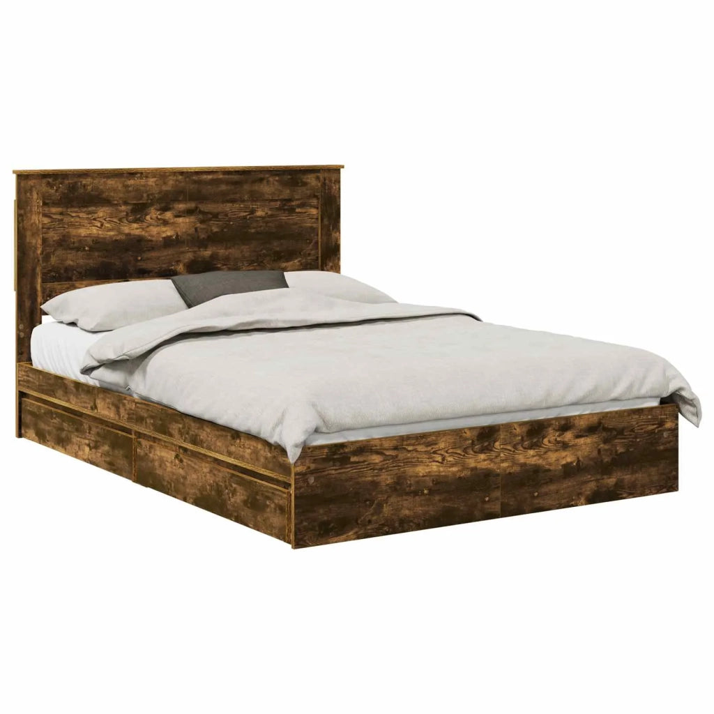 Letto con Contenitore con testiera Rovere fumé 160 x 200 cm