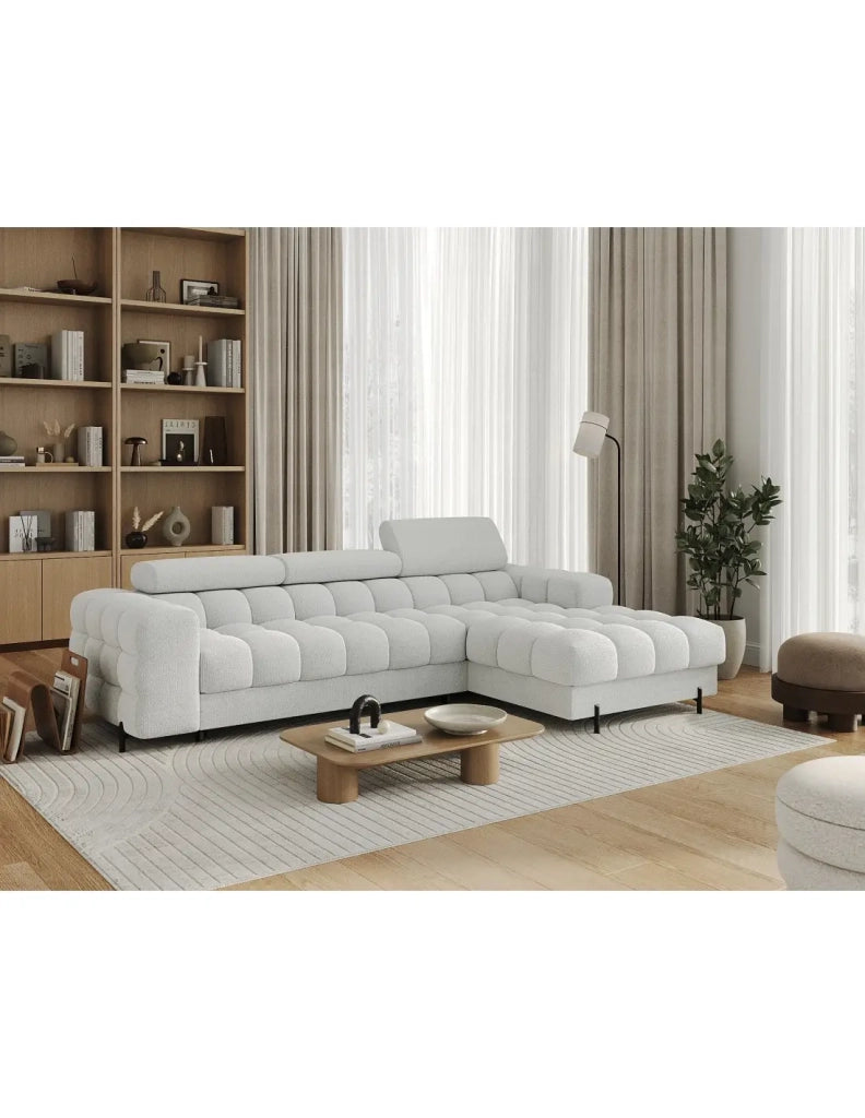 Divano ad angolo destro convertibile Grigio scuro stile contemporaneo 285x99x181cm FILTRO