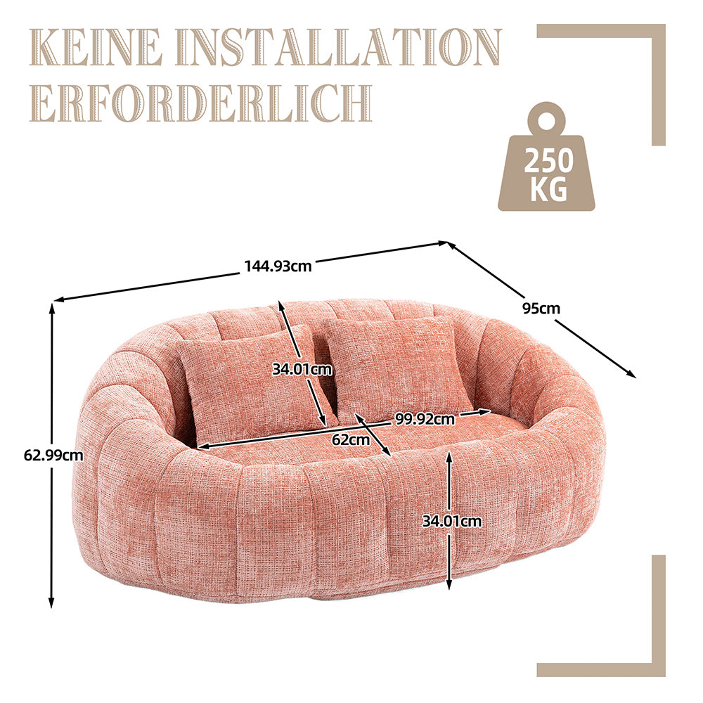 Bean bag - Xylo - chaise longue chenille rosa senza struttura