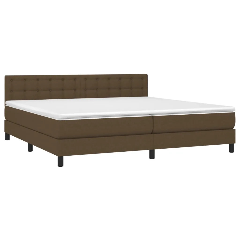 Letto a Molle Materasso e LED MarroneScuro 200x200cm in Tessuto 3133504