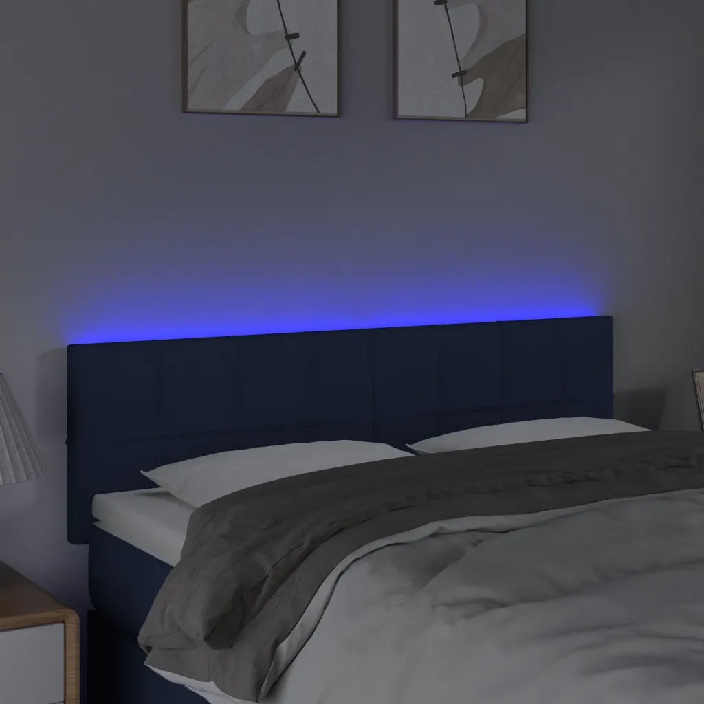 Testiera a LED-Testata con LED Blu 144x5x78/88 cm in Tessuto 726207
