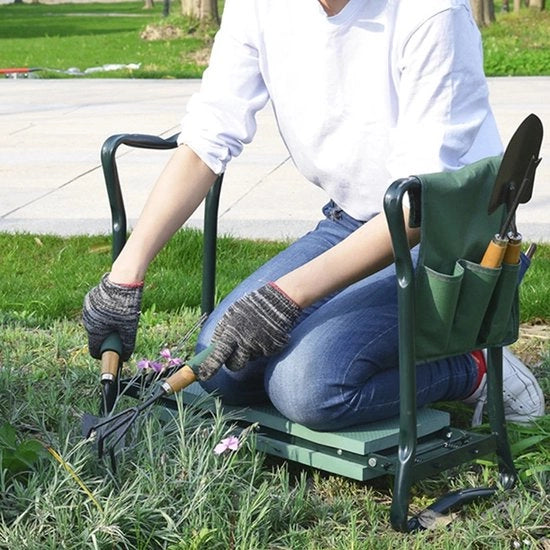Sedia Elevatrice per Giardino - Pieghevole con Sede Ampliabile - Resistente fino a 150Kg - Utilizzabile Indoor e Outdoor - Con Maniglia Portatile.