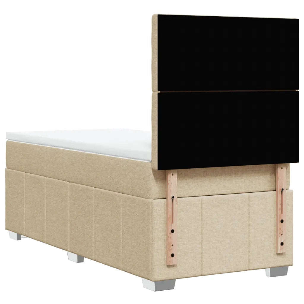 vidaXL Giroletto a Molle con Materasso Crema 100x200 cm in Tessuto