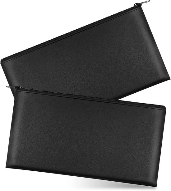 Documenti e cosmetici in borsa con chiusura a zip per contanti e fatture, per viaggi e accessori - set da 2 - nero