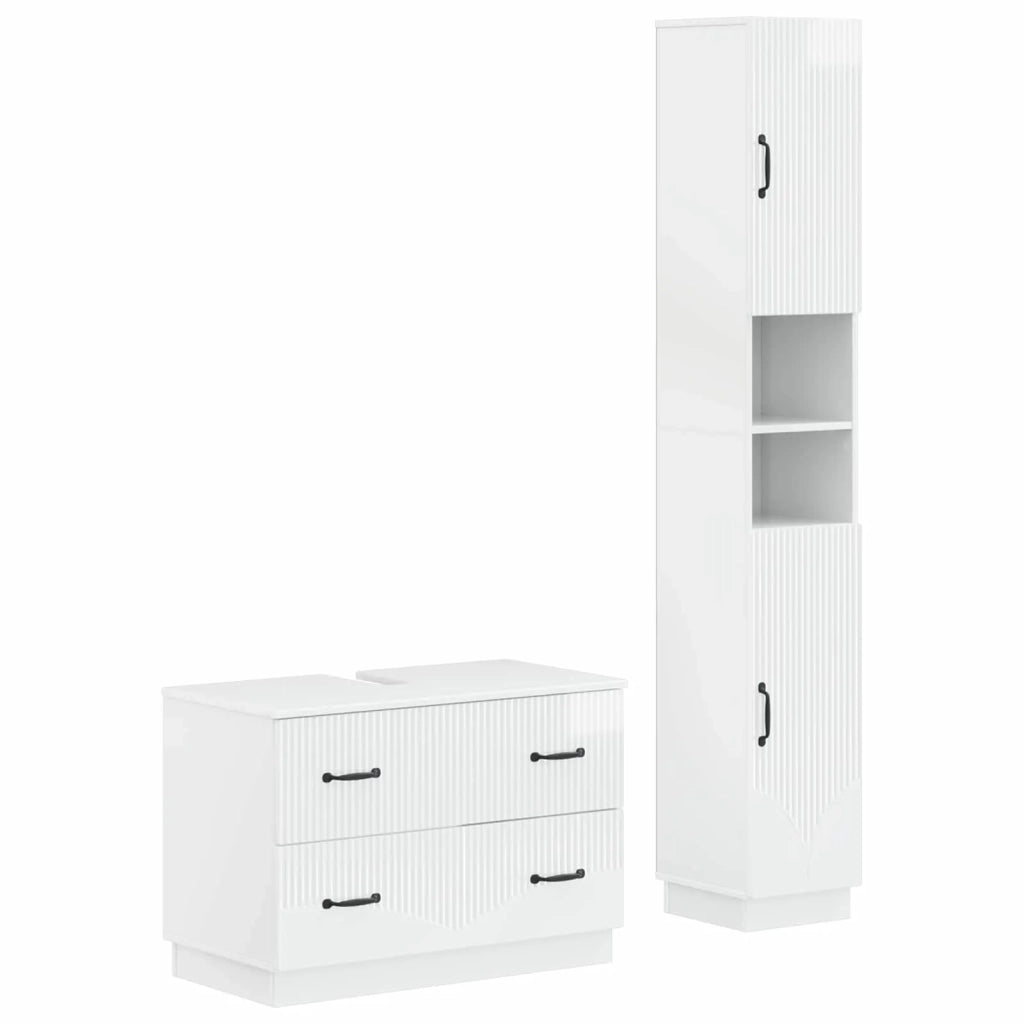 Set di Armadi da Bagno da 2 Pezzi HOORN Bianco Lucido 3417553