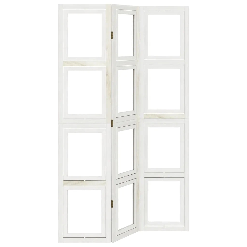 Divisorio Ambienti 3Pannelli Bianco Legno Massello di Paulownia 358686