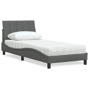 Letto con Materasso Hanko Grigio Scuro 90x190 cm in Tessuto