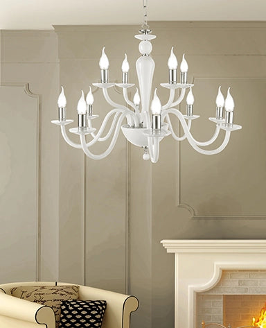 LAMPADARIO PAGANINI 8 LUCI BIANCO CROMO ATTACCO E14 D.84CM