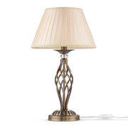 Lampada Da Scrivania Shabby Chic Grace Metallo Ottone Diffusore Organza Beige