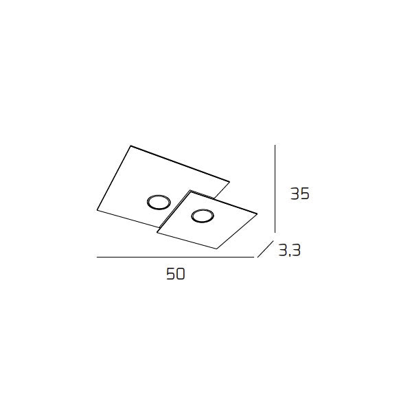 Toplight Plafoniera da soffitto quadrata 2 luci Plate con attacco GX53, struttura colore sabbia, design moderno 50x35x3cm