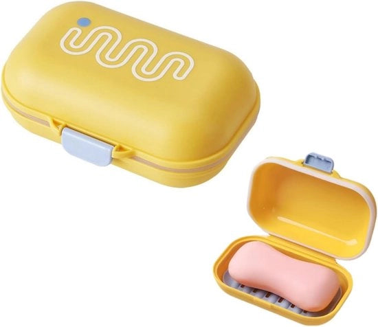 Sacchetto di sapone portatile con coperchio ermetico, adatto per l'uso come sacchetto di sapone in casa o nella doccia.
