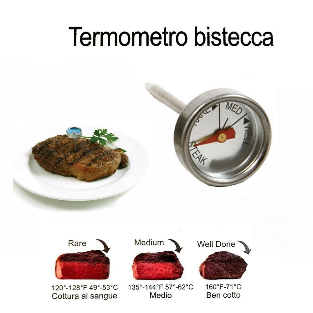 Trade Shop - Mini Termometro Per Carne Temperatura Bistecca Analogico Da Cucina Alimenti -
