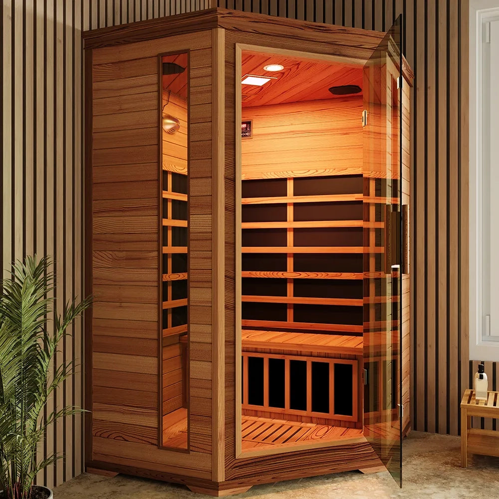 Sauna ad infrarossi 123x123 cm H 198 in legno di cedro con radio integrata | Turku