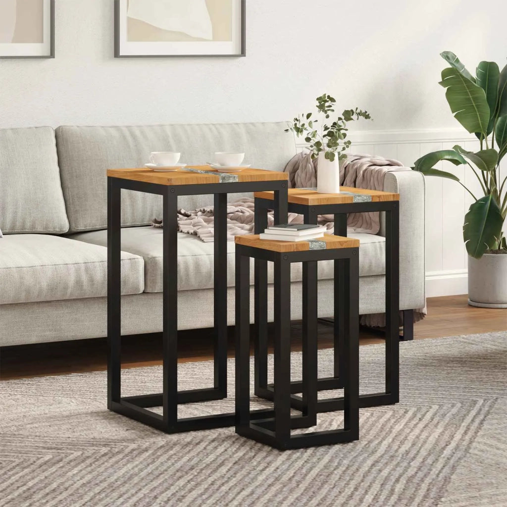 Tavolo Nesting 3 pz Marrone Legno di teak solido CFW6646680