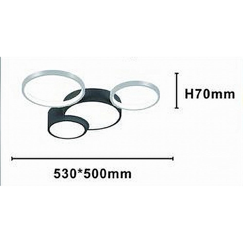 Trade Shop - Plafoniera Led 36w 4 Cerchi Argento Nero Lampada Soffitto Moderno Luce 4000k 70937 -
