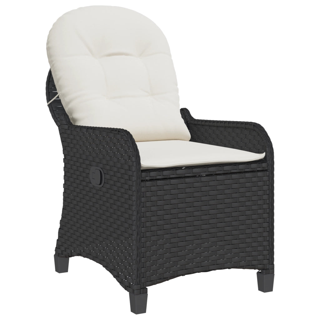 Poltrona Recliner con Cuscino in Polyrattan Nera