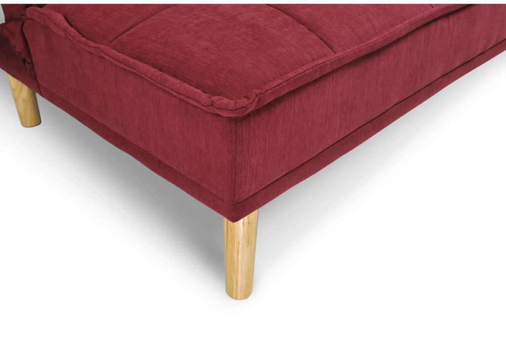 Divano letto clic clac in tessuto vellutato bordeaux, divano 3 posti - Bart - DL-BA21FBC