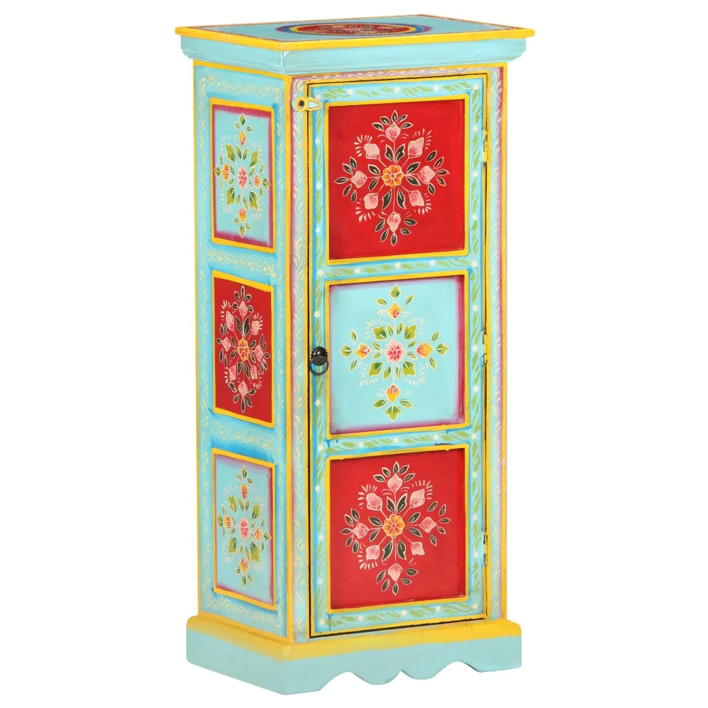 Credenza Alta Dipinta a Mano 40x30x90 cm in Massello di Mango 323536