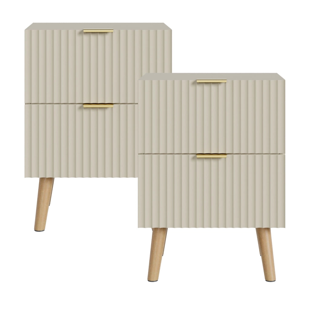 Set di 2 Comodini Nand con 2 Cassetti 55x40x30 cm color Sabbia [en.casa]