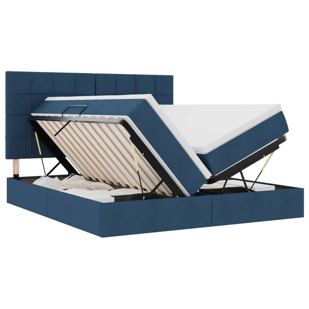 Letto con Contenitore Blu 200 x 200 cm Pelle Sintetica