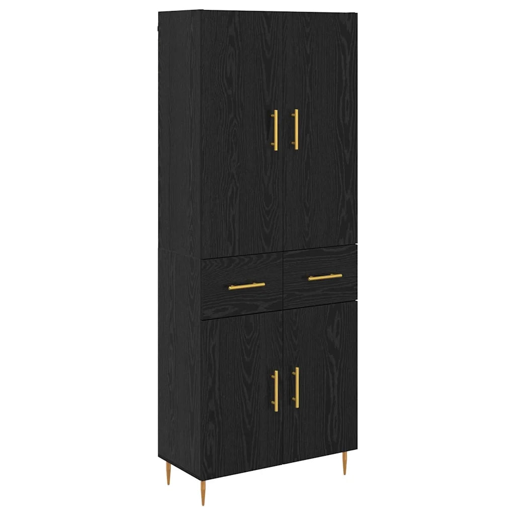 Credenza | Madia | Buffet da pranzo | Armadio da pranzo Rovere Nero 69,5 x 34 x 180 cm Legno multistrato