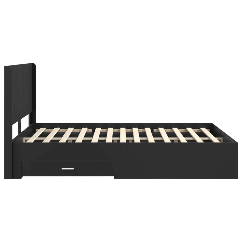 Struttura del letto con stoccaggio e testata Nero 135 x 190 cm 3414118