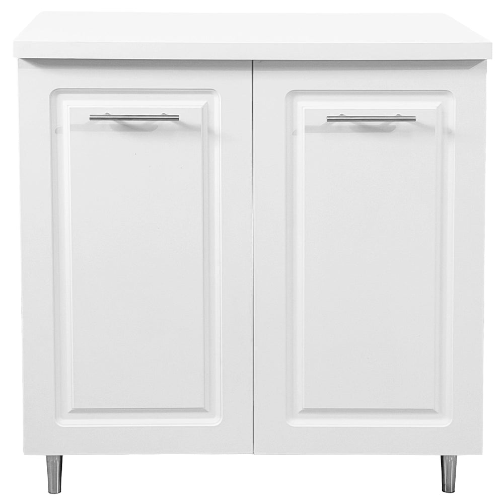 Mobile Base per Cucina Componibile in Legno Boiserie Bianco 2 Ante 2 Scomparti