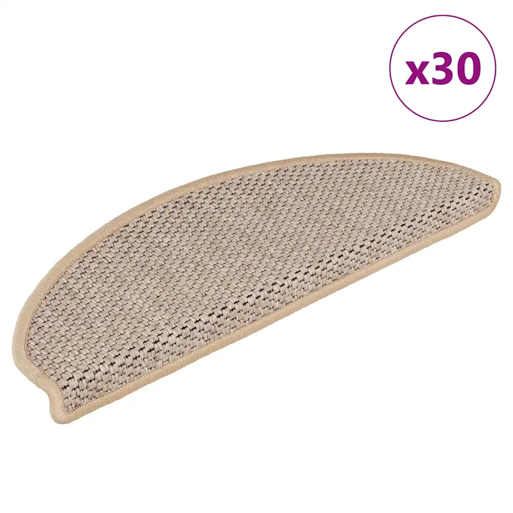 Tappeti Adesivi Scale Aspetto Sisal 30pz 65x21x4cm Beige Chiaro
