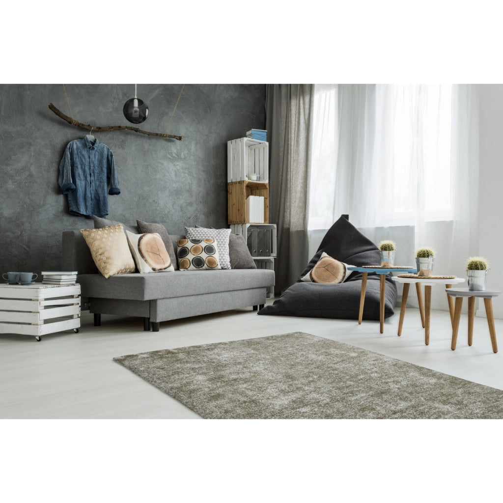Tappeto moderno Etna 100 in grigio argento e oliva