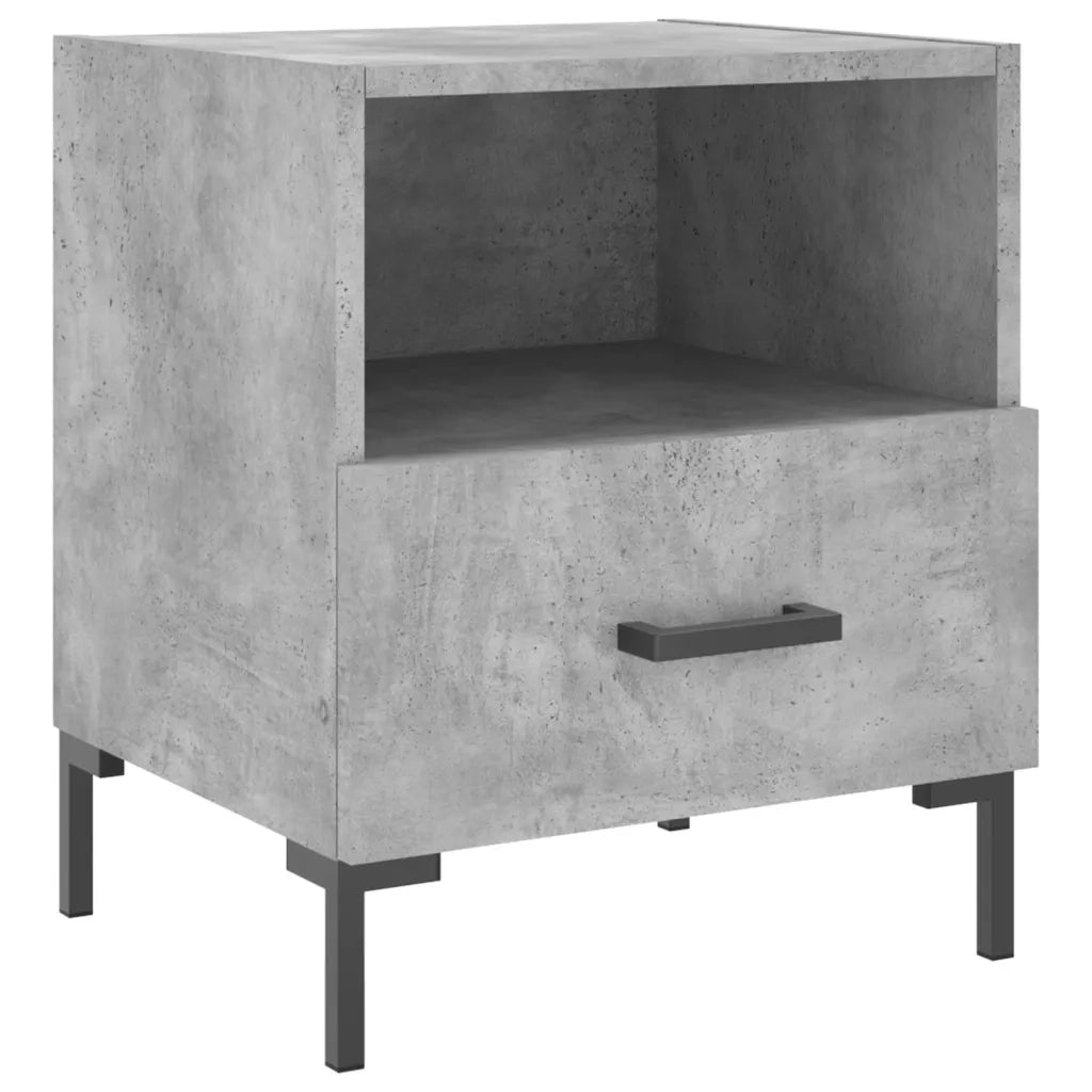 Set di 2 Comodini | Armadio da Notte | Mobiletto da notte Grigio Cemento 40x35x47,5 cm in Legno Multistrato