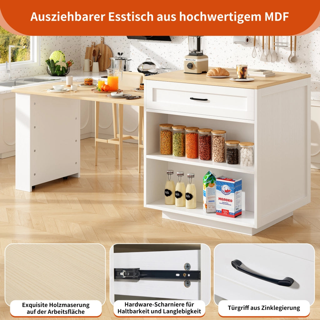 TAVOLO BAR ESTENSIBILE 133-202x70x93,5 cm MDF BIANCO