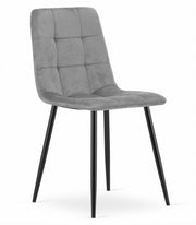 Sedia da pranzo Valora PYRA - Velluto grigio chiaro con gambe in metallo nero x1