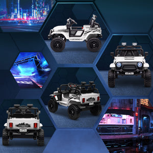 Macchina Elettrica Fuoristrada per Bambini  12V con Doppio Motore Telecomando e Luci Bianco