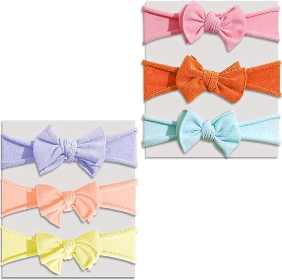 Accessori per capelli per neonati e bambini con 6 pezzi - Accessori per capelli con nastri, nylon e bende - Stile turbante