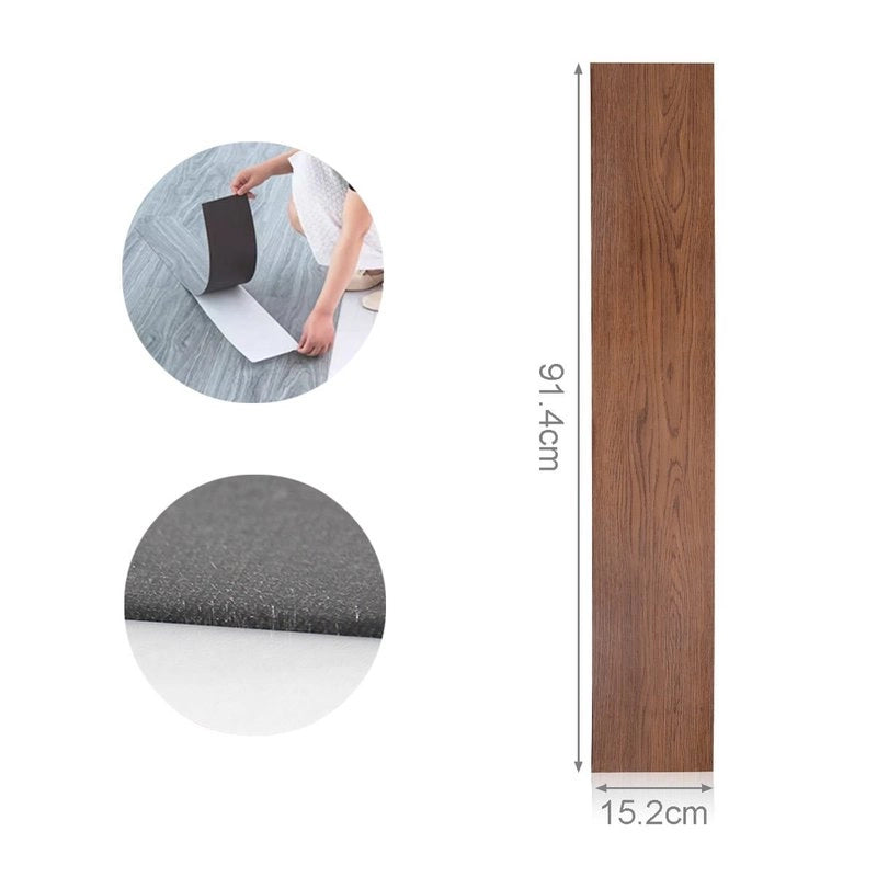 6 Piastrelle Adesive Pavimento in PVC Adesivo 914X152mm Effetto Legno Parquet