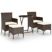 Set Bistrot Giardino 5 pz | Set Salotto da Giardino Polyrattan e Vetro Temperato Marrone