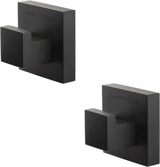 Set di Asciugamani da Parete Autoadesivi – Set a 2 Pezzi di Ganci in Cromo Inossidabile per Bagno e Cucina | Senza Foratura della Parete – Nero