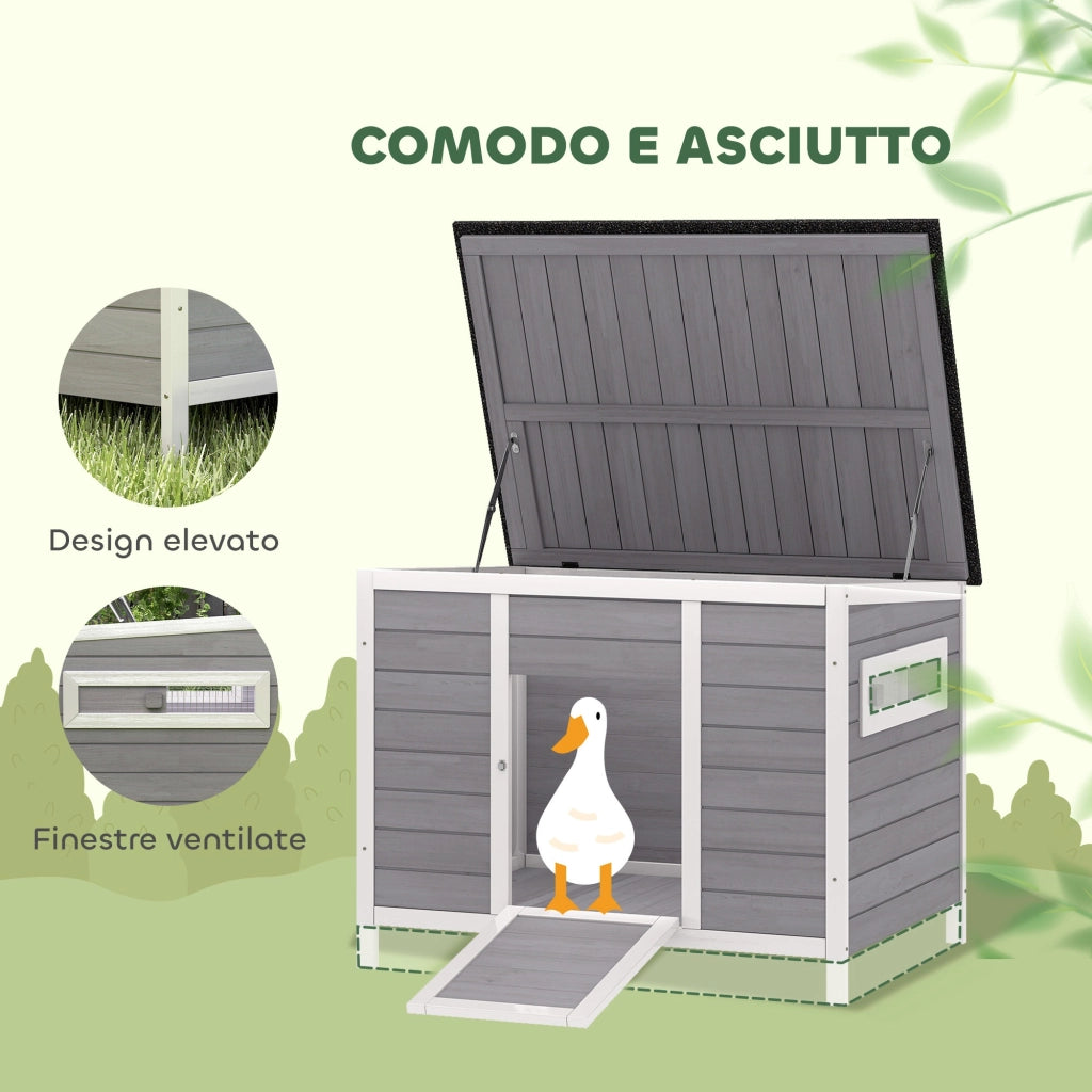 Casetta per Anatre Legno con Tetto Apribile ¨C zephmum ¨C 93x70x72 cm Multicolore