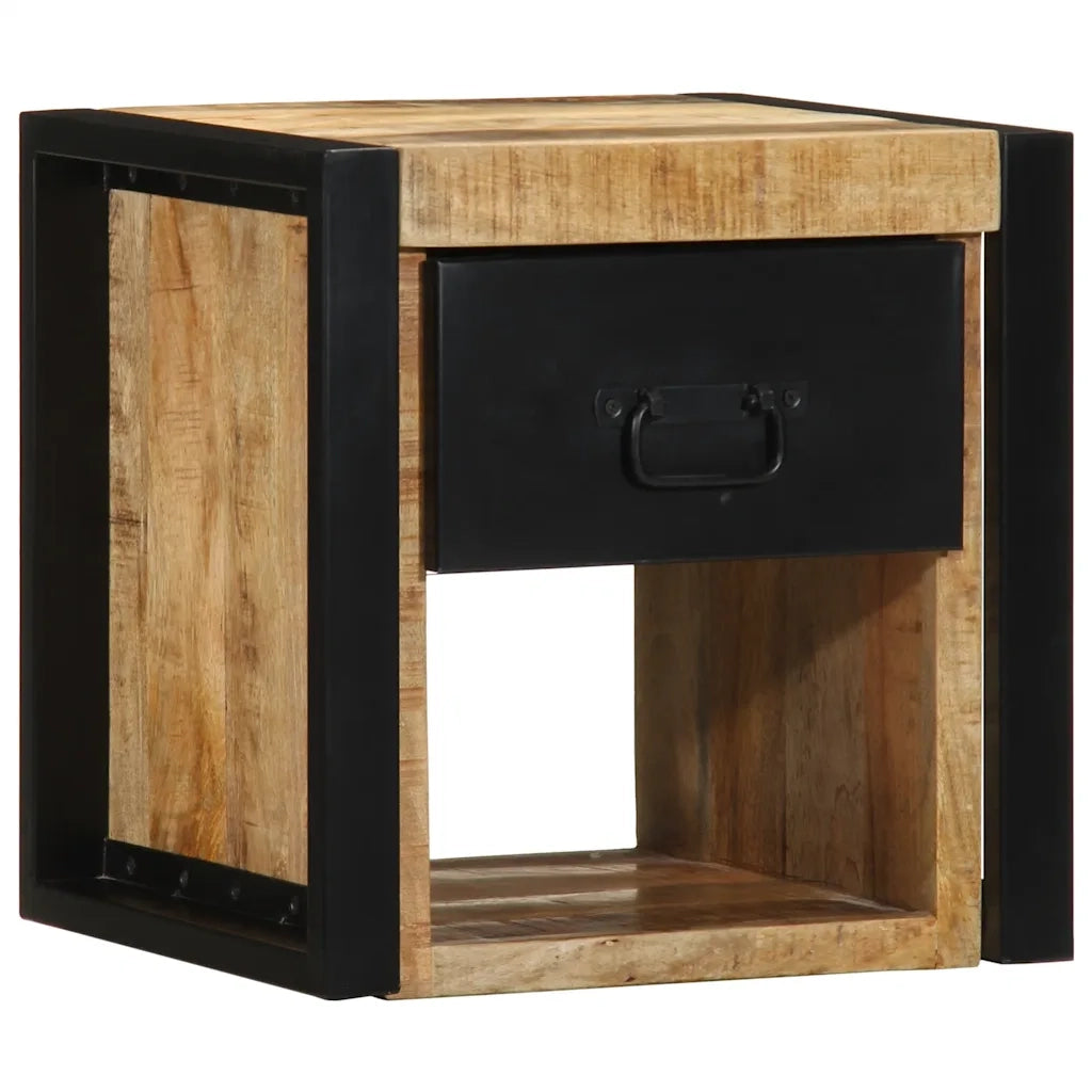 Comodini 2 pz 40x35x40 cm in Legno Massello di Mango Grezzo 4015951