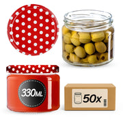 KADAX 50x Barattolo di vetro 330 ml Marmellata di miele Coperchio Fi82