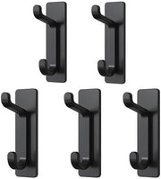 Pacchetto di 5 ganci, super resistenti, ganci autoadesivi per porte, in acciaio inossidabile robusto, idonei per bagni e docce, idonei per l'appeso asciugamani, giacche, cappelli, portafogli, ecc., nero.