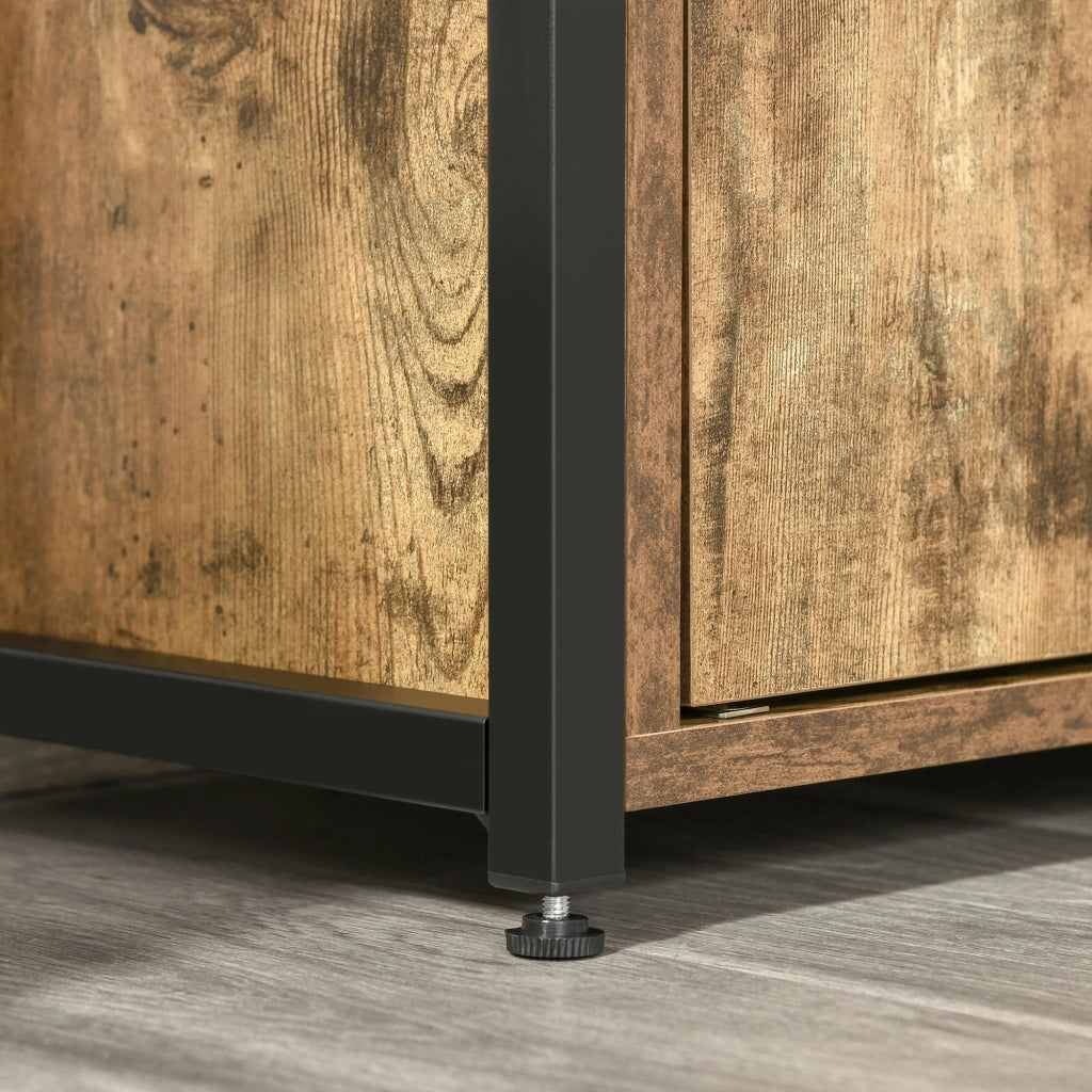 Libreria 3 Ripiani 2 Cassetti 1 Anta 58x24x122 cm in Truciolato e Metallo Nero e Legno