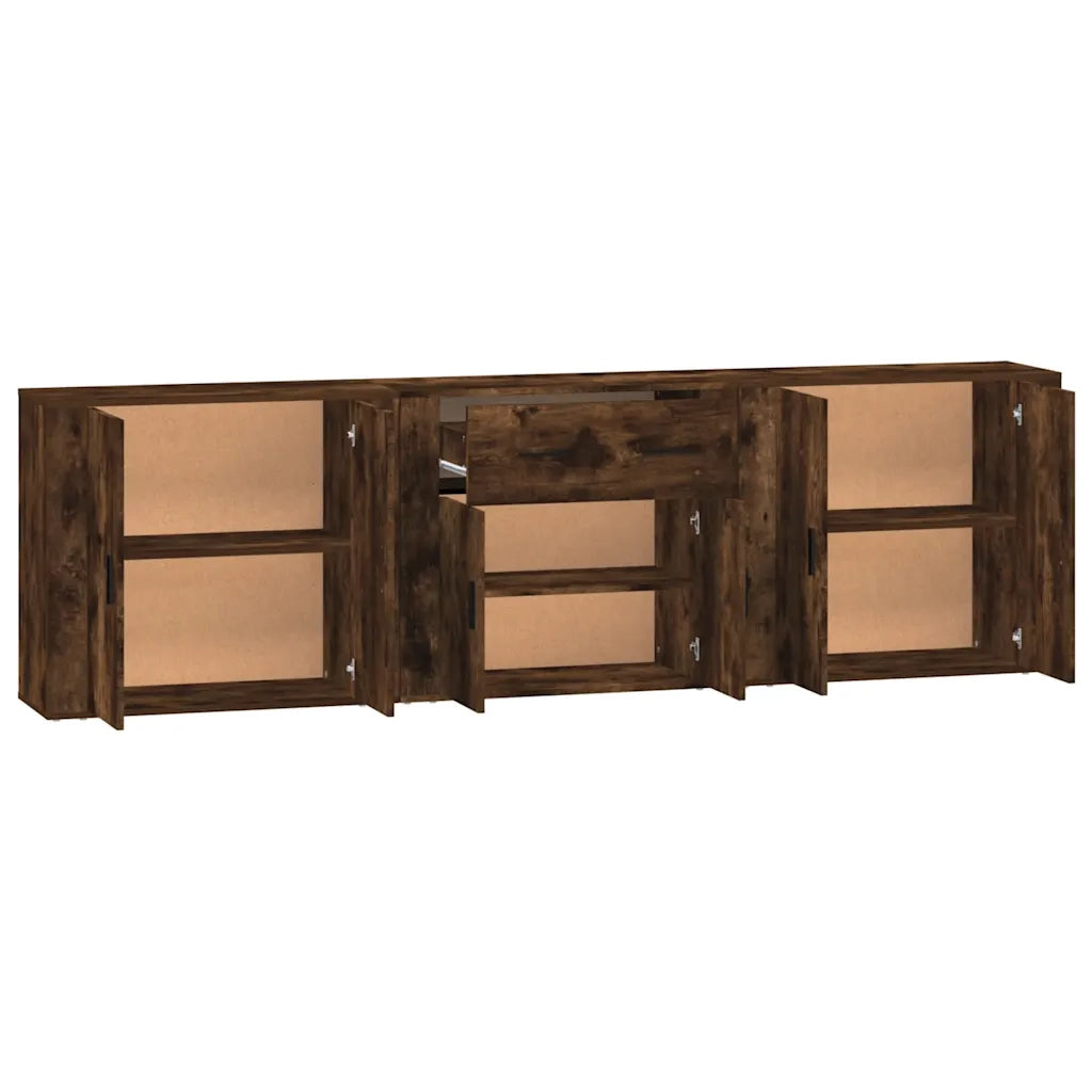 Credenze 3 pz Rovere Fumo in Legno Multistrato 3185420
