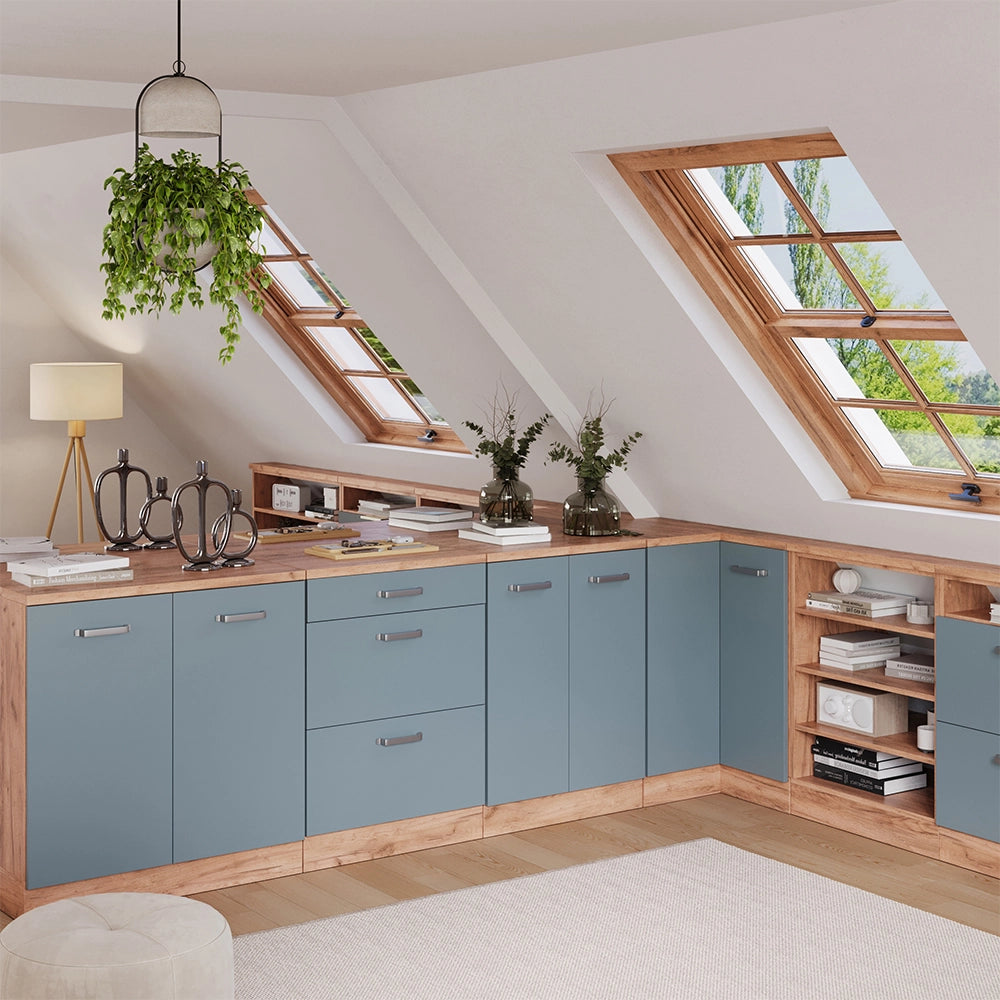 Mobile per mansarda Rion Grigio-blu/Rovere dorato 60 x 83.8 cm senza inclinazione con 2 ante Vicco