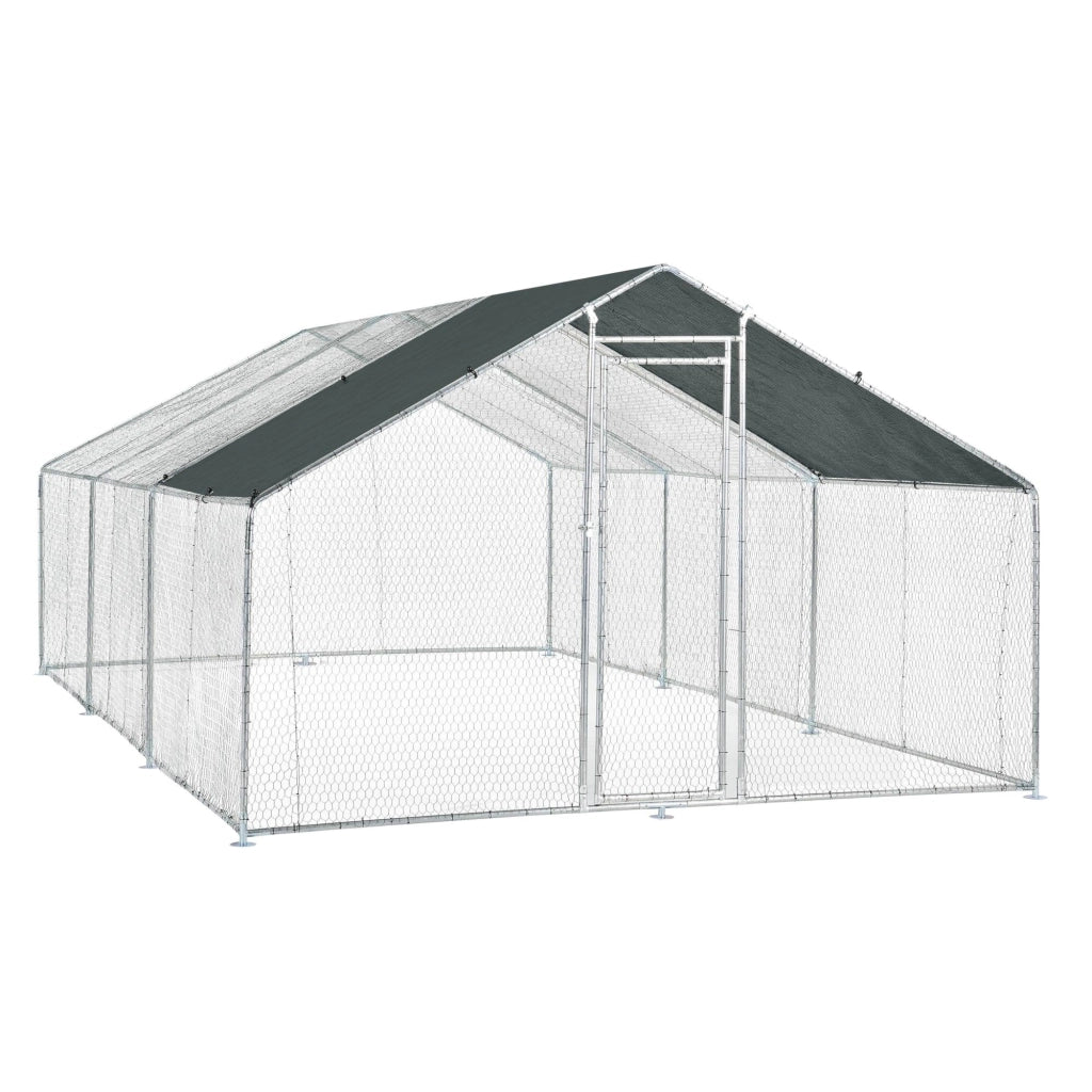 Gabbia voliera per animali da esterno con serratura struttura in acciaio zincato 3 x 6 x 2 m verde scuro argento 03_0005142
